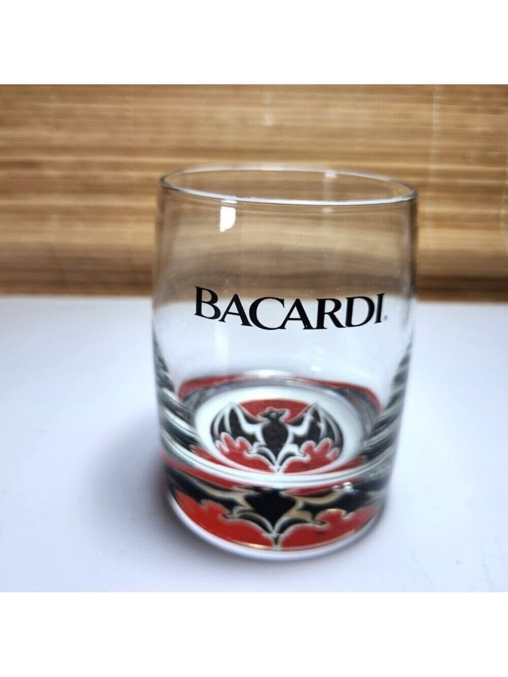 Bacardi Rum Glass Bacardi Bat logo weighted lo-ball Collectable Advertising 10oz